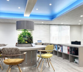 大阪市　石元商事株式会社様のオフィスに設置！直径60cm円柱水槽販売・設置事例サムネイル画像